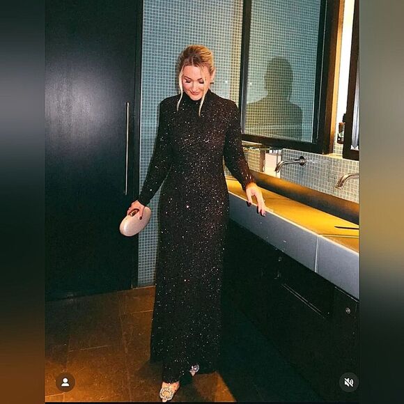 RUNS LARGE NWT ZARA SEQUIN LONG DRESS ZW COLLECTION Mocha Color - Picture 3 of 15